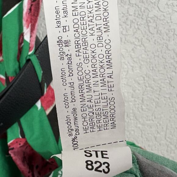 Zara Floral A Line Dress Belted Tiered Kelly Green Pink Colorful Dopamine Size L - Picture 6 of 6
